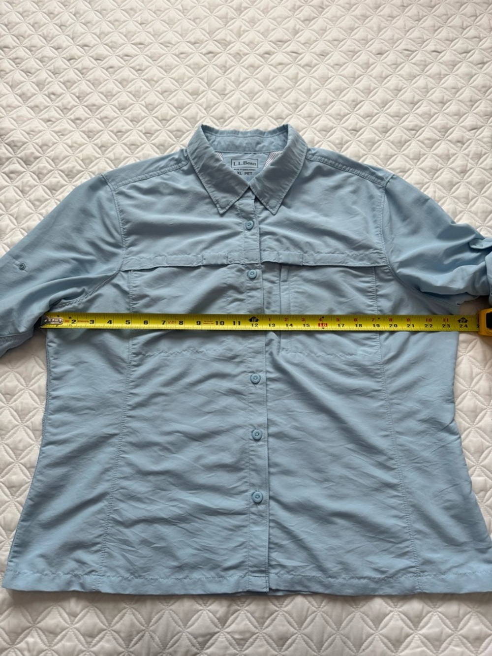 L.L. Bean Light Blue Tropicwear Button-Down Long Sleeve Sun Block Shirt Sz XLP - Picture 9 of 16